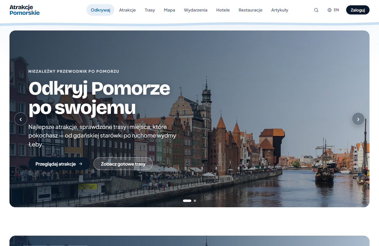 Podgląd serwisu atrakcjepomorskie.pl